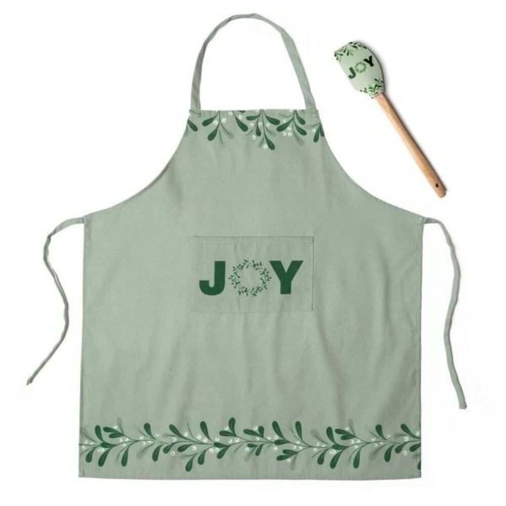 Holidays All-Purpose Apron & Spatula Set Joy GREAT GIFT!